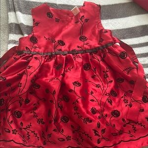 Elegant Red Floral Kids Dress